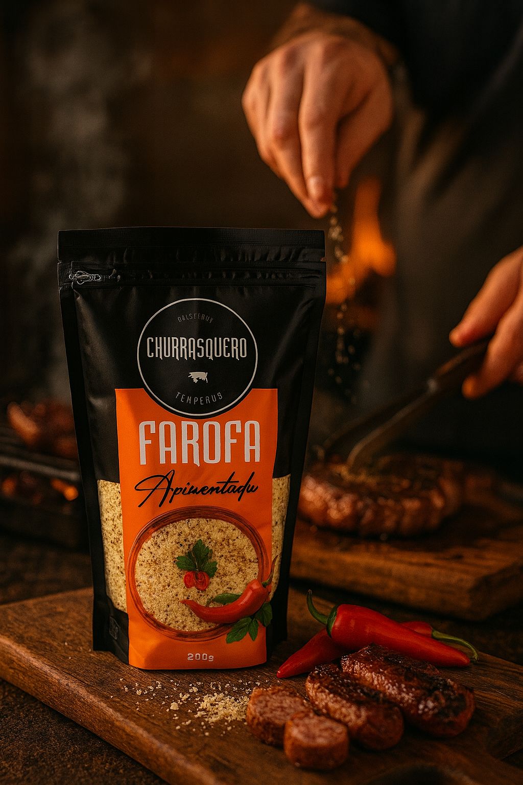 FAROFA DE MANDIOCA TEMPERADA 200g - APIMENTADA